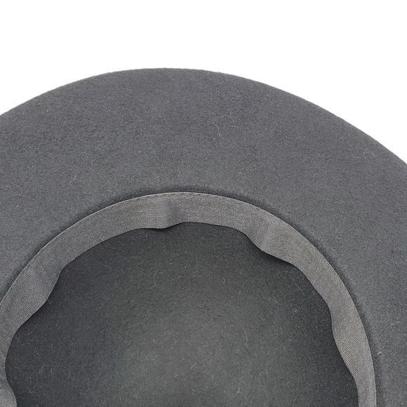H & M DIVIDED 100% WOOL BLACK HAT FLOPPY FESTIVAL CLASSIC WOMEN SIZE LARGE 58 - Picture 10 of 12